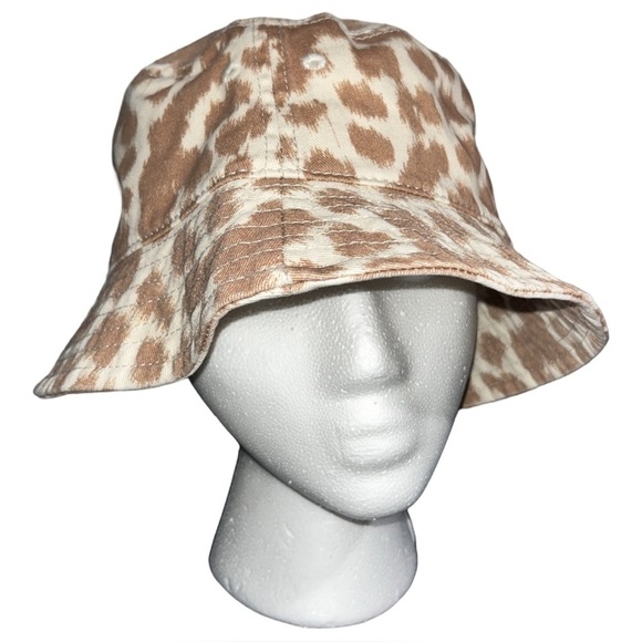 NWT Aerie 100% Cotton Tan and Cream Animal Print Bucket Hat - Picture 4 of 8